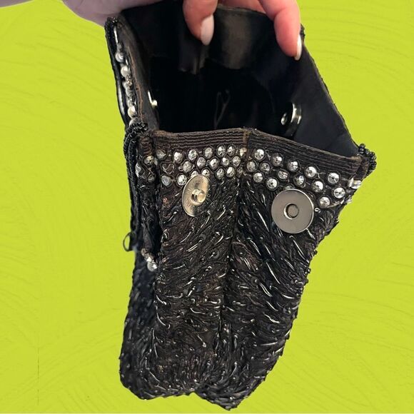Vintage black beaded evening bag - Picture 7 of 9